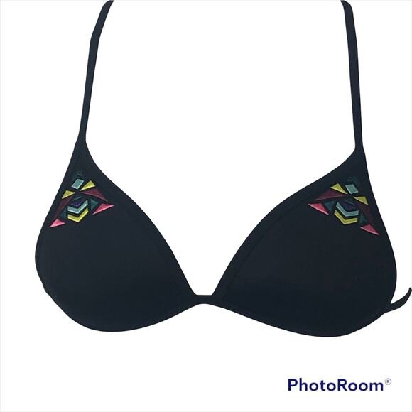 PINK Victoria’s Secret 2-Piece Black Tribal Embroidered Bikini Swim Set SM - Picture 3 of 14
